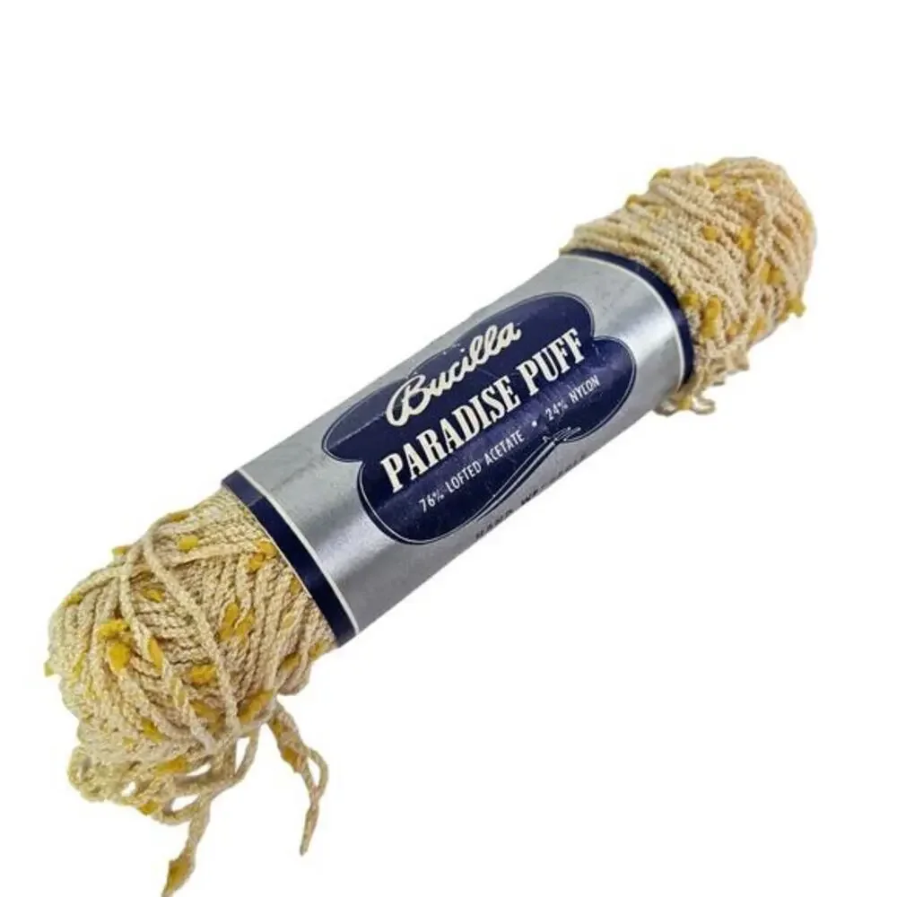 Bucilla Paradise Knitting‎ Yarn Lot of 10 skeins Yellow 504 Acetate Nylon Vintag